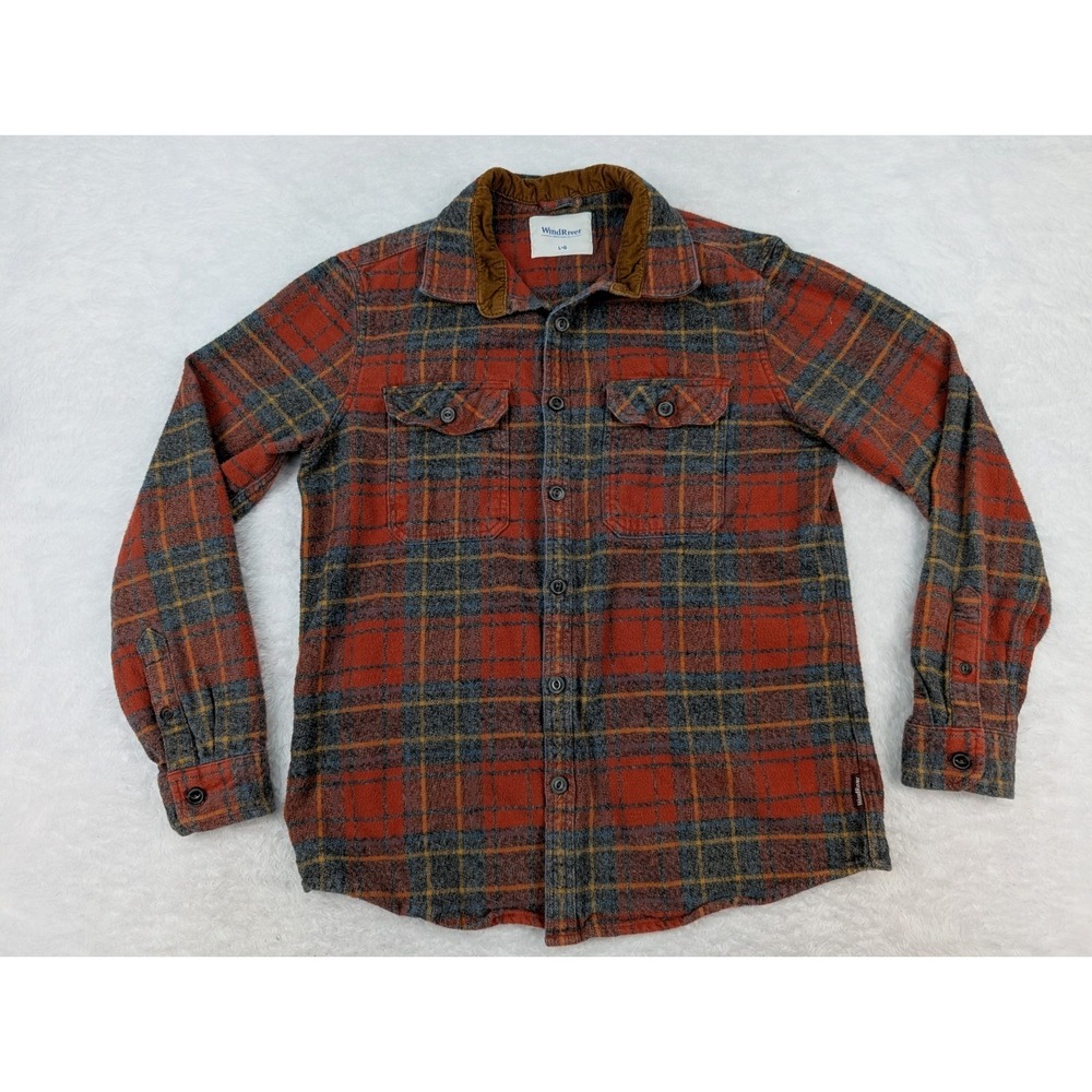 Wind River Flannel Shirt Men's L Red/Rust Long Sleeve Button Front Plaid